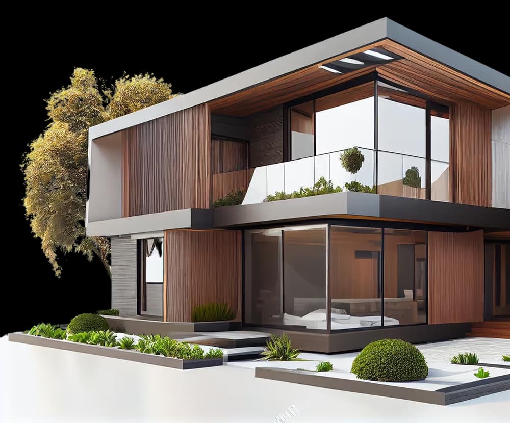 Contemporary villa in Bali with timber cladding and floor-to-ceiling glazing